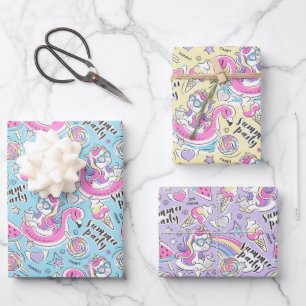 Summer Pool Party Einhorn Geschenkpapier Set