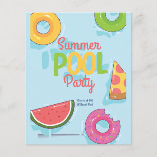 Summer Pool Party Einladung, Backyard Party Flyer