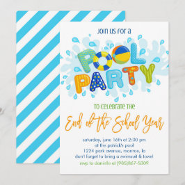 Summer Pool Party, Ende des Schuljahres Party Einladung