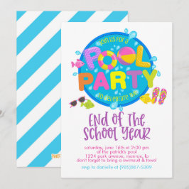 Summer Pool Party, Ende des Schuljahres Party Einladung