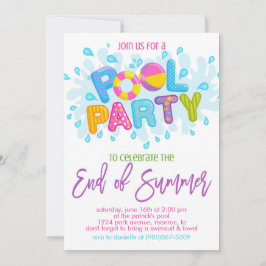 Summer Pool Party, Ende des Schuljahres Party Einladung