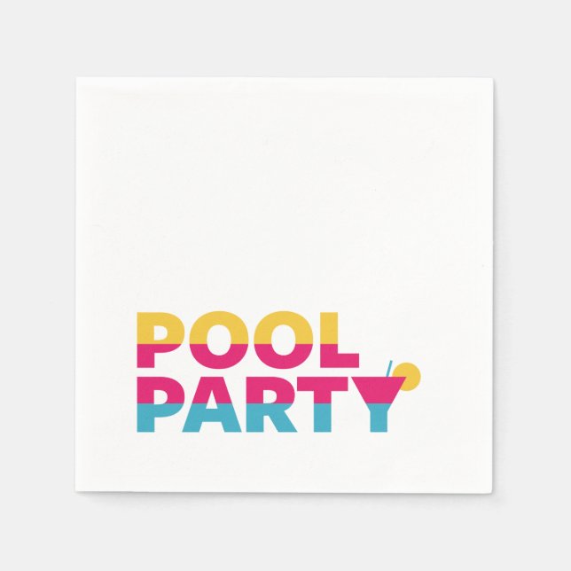 Summer Pool Party, farbenfroher Cocktail Serviette (Vorderseite)