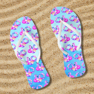 Summer Pool Party Flamingo Flip Flops