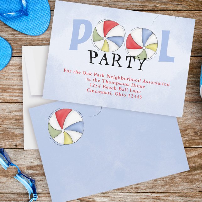Summer Pool Party Niedlich Custom Einladung (Watercolor pool party invitation)
