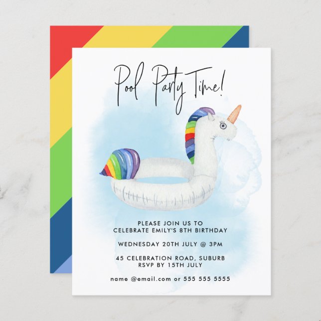 Summer Pool Party Regenbogen Eintonung jedes Alter (Vorne/Hinten)