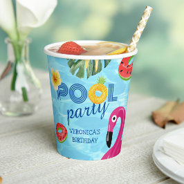 Summer Pool Party Schwimmen Wasser Geburtstag Pappbecher