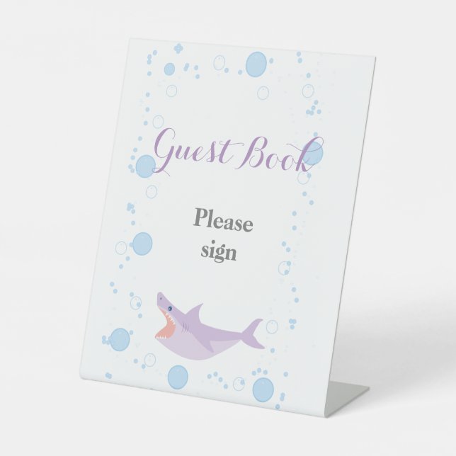 Summer Pool Party Shark Float Gästebuch Sockelschild (Vorderseite)