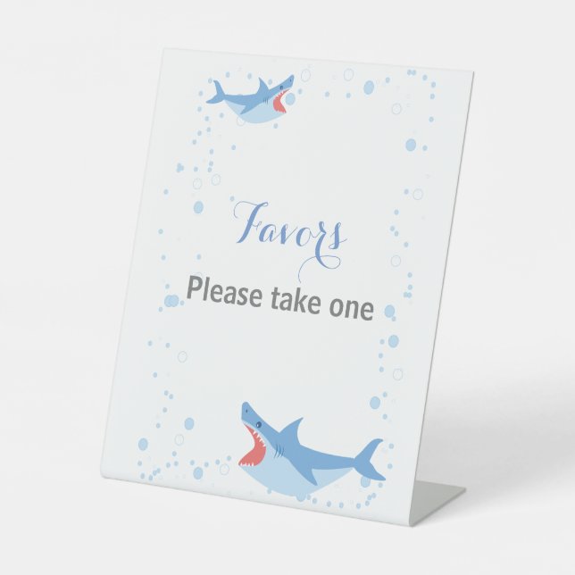 Summer Pool Party Shark Float Guest Book Geburtsta Sockelschild (Vorderseite)