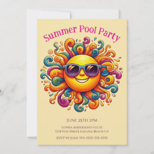 Summer Pool Party - Sonniges Lächeln Einladung