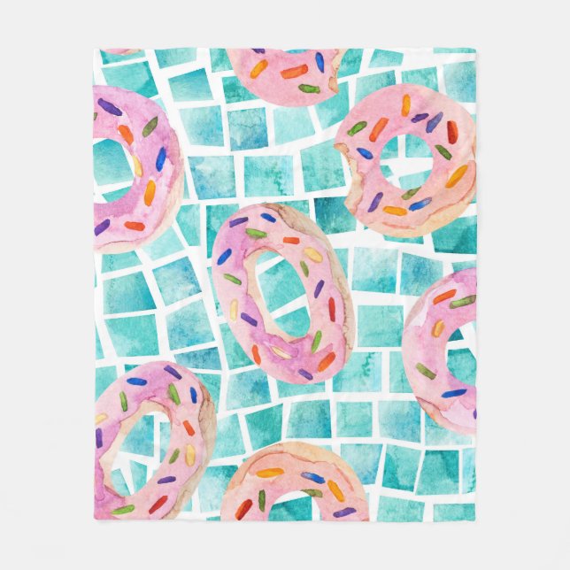 Summer Pool schwimmt Wasserfarbe Mosaik Fleecedecke (Vorderseite)