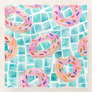 Summer Pool schwimmt Wasserfarbe Mosaik Glasuntersetzer
