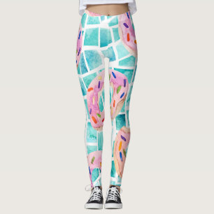 Summer Pool schwimmt Wasserfarbe Mosaik Leggings
