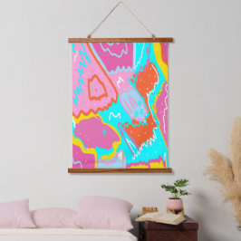 Summer Poolside Vibes Abstrakte Kunst Wandteppich Mit Holzrahmen