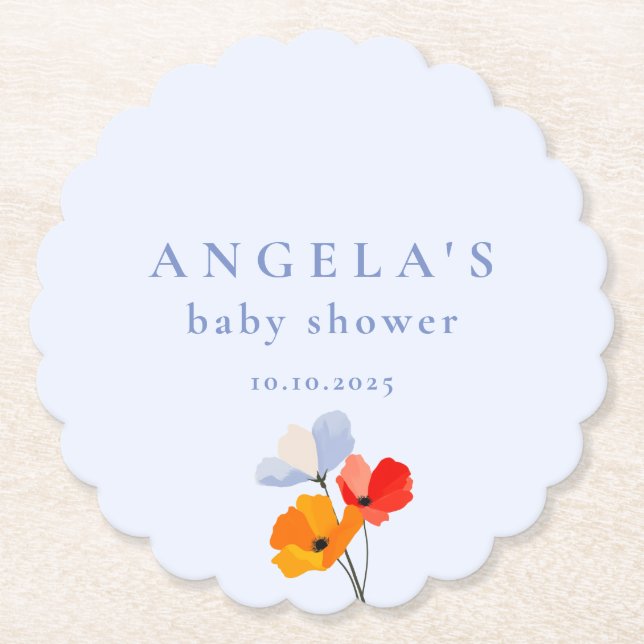 Summer Poppy Baby Dusche Untersetzer (Vorderseite)