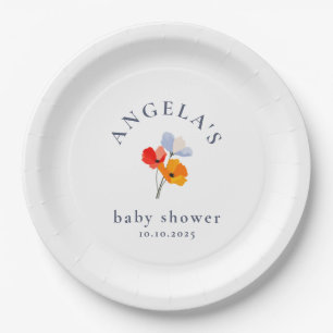 Summer Poppy Baby Shower Paper Plate Pappteller