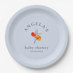 Summer Poppy Baby Shower Paper Plate Pappteller