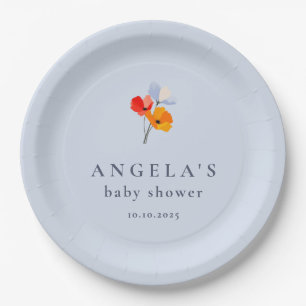 Summer Poppy Baby Shower Paper Plate Pappteller