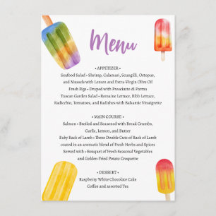 Summer Popsicle Baby Shower Menü
