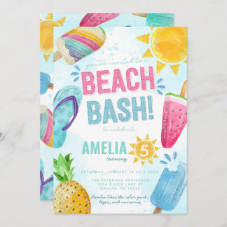 Summer Popsicle Beach Bash Geburtstagsparty Einladung