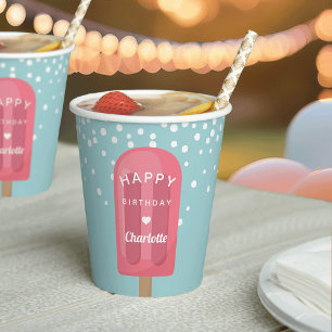 Summer Popsicle Kindergeburtstag Party Personalisi Pappbecher
