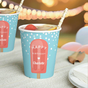 Summer Popsicle Kindergeburtstag Party Personalisi Pappbecher