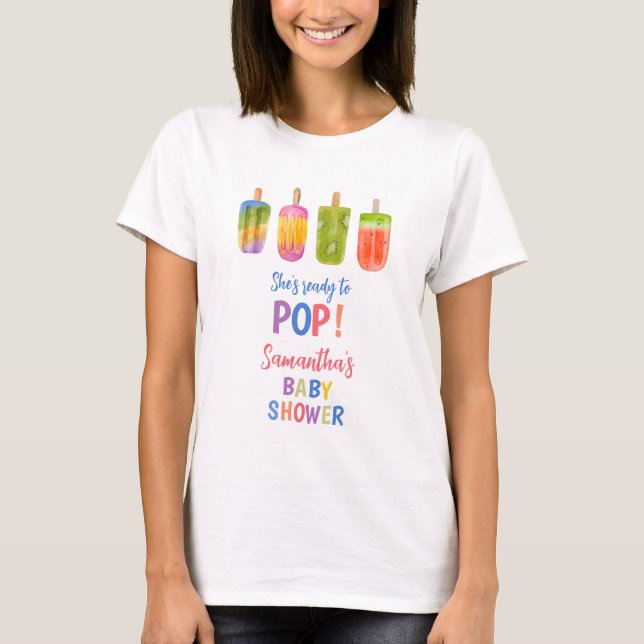 Summer Popsicle Mommy zu Baby Dusche T-Shirt (Vorderseite)