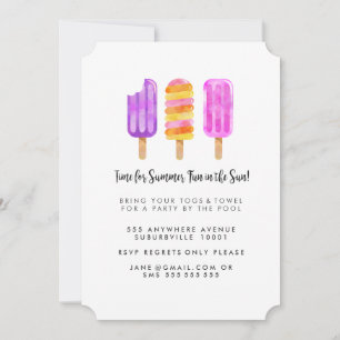 Summer Popsicles Ice Cream Pool Invitation de la f