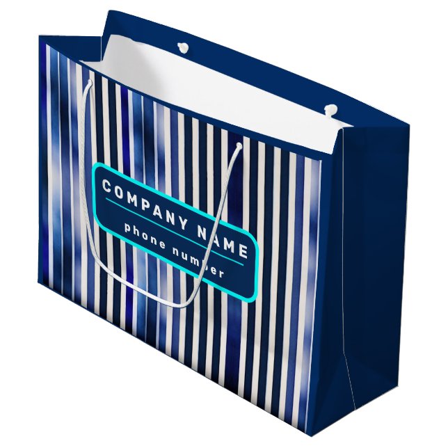 Summer Popular Navy Blue Boat Stripes Collection Große Geschenktüte (Vorderseite Schrägansicht)