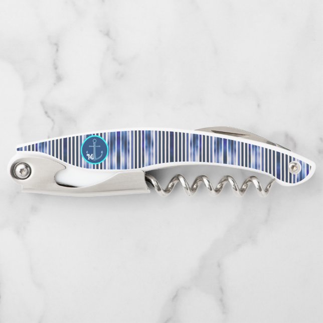 Summer Popular Navy Blue Boat Stripes Collection Kellnermesser (Vorderseite)