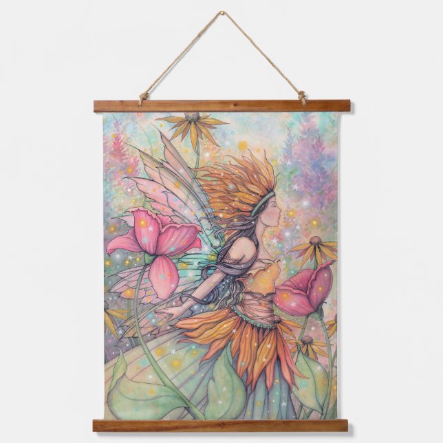 Summer Queen Blume Faiasy Fantasy Art Wandteppich Mit Holzrahmen (Vorderseite)
