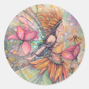 Summer Queen Fairy Fantasy Art Runder Aufkleber