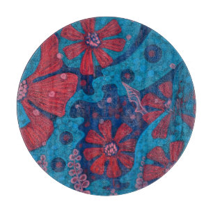 Summer Rain Fantasy Blume Blauer Rosa Blumenstrauß Schneidebrett