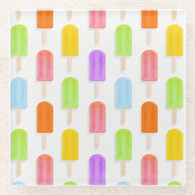 Summer Rainbow Popsicles Pattern Glasuntersetzer (Vorderseite)
