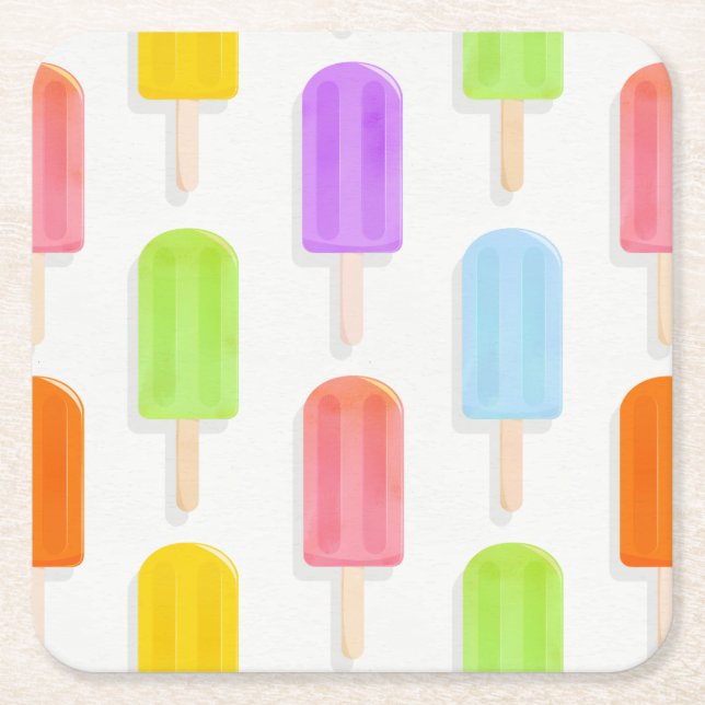 Summer Rainbow Popsicles Pattern Rechteckiger Pappuntersetzer (Vorderseite)