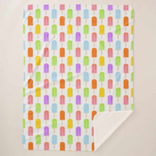 Summer Rainbow Popsicles Pattern Sherpadecke (Vorderseite)