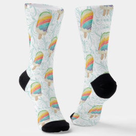 Summer Rainbow Popsim und Aquamarine Wirbel Socken