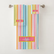 Summer Rainbow Strips Monogram Script
