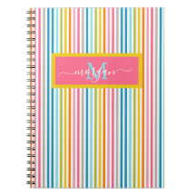 Summer Rainbow Strips Monogram Script