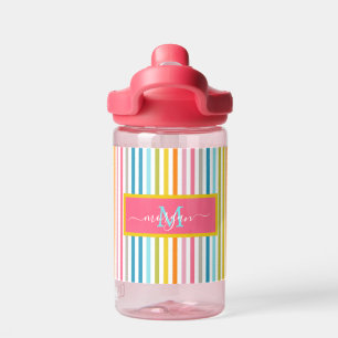 Summer Rainbow Strips Monogram Script Trinkflasche