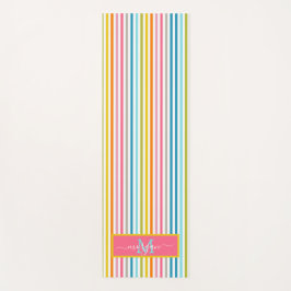 Summer Rainbow Strips Monogram Script Yogamatte