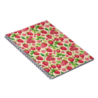 Summer Raspberry Garden Botanical Fruit Pattern Notizblock