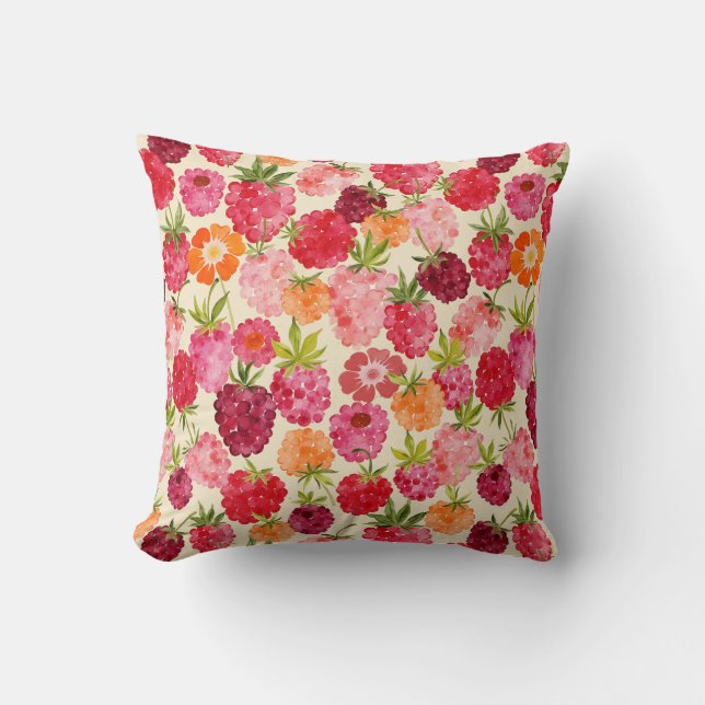 Summer Raspberry Watercolor Coquette Kissen (Vorderseite)