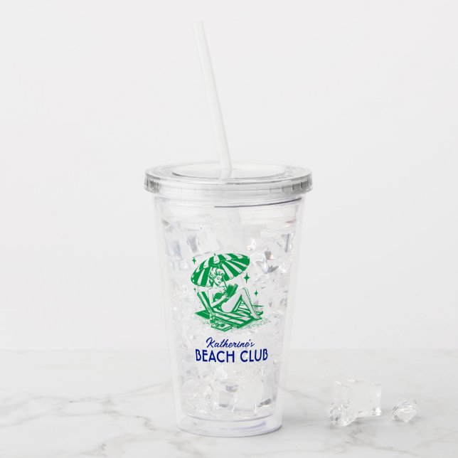 Summer Reading Green Red Beach Club Party Acryltrinkbecher (Vorderseite Ice)