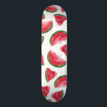 Summer Red Green Watermelon Wasserfarbenes Muster Skateboard<br><div class="desc">Dieses künstlerische und moderne Muster ist perfekt für die Sommermonate geeignet. Es zeigt ein handgemaltes, rotes, grünes und schwarzes Wassermelone-Fruchtmuster auf einem einfachen, weißen Hintergrund. Es ist cool, niedlich und trendig! ***WICHTIGE HINWEIS FÜR DESIGN: Für individuelle Designanfragen, wie z.B. passende Produktanfragen, Farbänderungen, Platzierungsänderungen oder andere Änderungswünsche, klicken Sie bitte auf...</div>