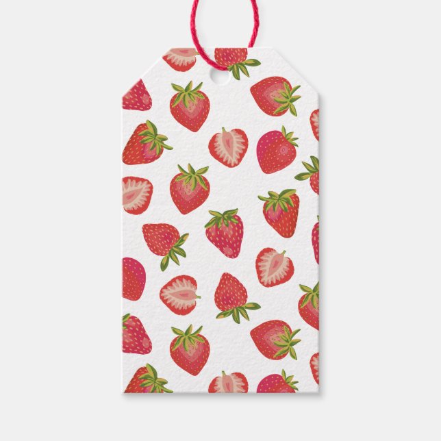 Summer Red Strawberry Pattern Geschenkanhänger (Vorderseite)