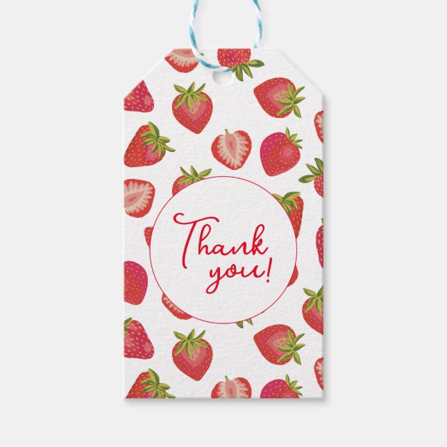 Summer Red Strawberry Vielen Dank Geschenkanhänger (Vorderseite)