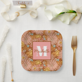 Summer Retro Blume | Monogram Paper-Teller Pappteller