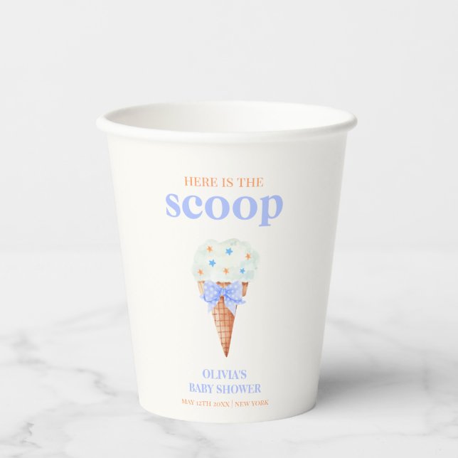 Summer Retro Bow Star Ice Cream Baby Dusche Pappbecher (Vorderseite)