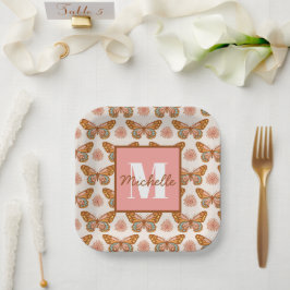 Summer Retro Butterfly | Monogram Paper-Teller Pappteller