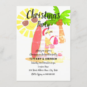 Summer Retro Noël Party Père Noël Invitation